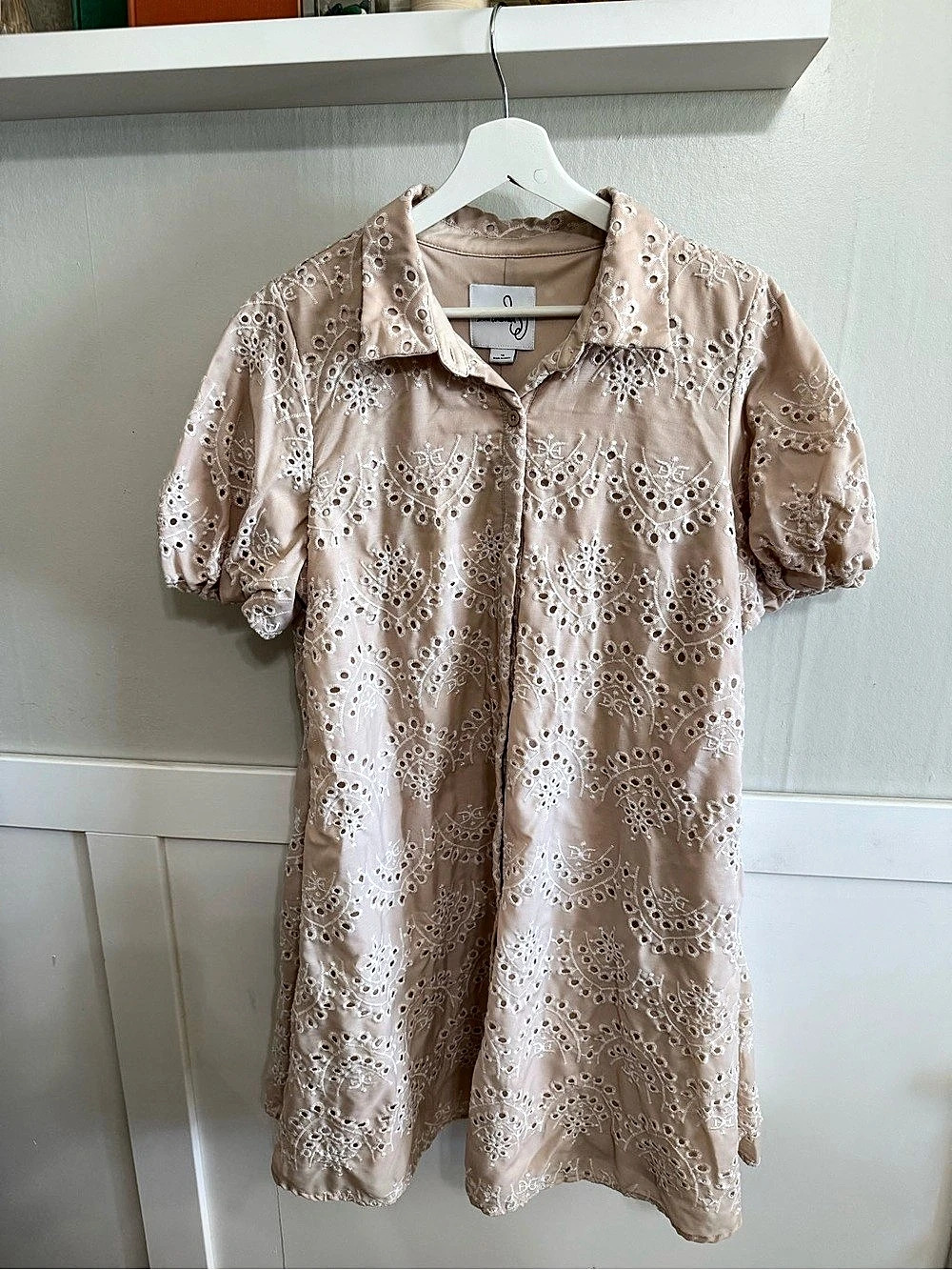 Sam Edelman Eyelet Mini Dress in Pink Size Medium Like New